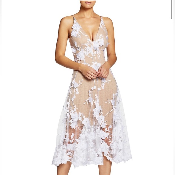 Dress the Population Dresses & Skirts - Dress The Population | Audrey Lace A-Line Dress | White Dress | Flower and Lace